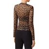 image:imageFloerns Womens Leopard Mock Neck Sheer Mesh Long Sleeve Tee ShirtsBrown