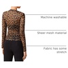 image:imageFloerns Womens Leopard Mock Neck Sheer Mesh Long Sleeve Tee ShirtsBrown