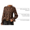 image:imageFloerns Womens Leopard Print Long Sleeve Frill Trim Mock Neck Blouse TopsBrown Multi