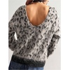 image:imageFloerns Womens Leopard Print Off The Shoulder Sweater Fall 2025 Trendy V Neck Loose Casual Long Sleeve Fuzzy SweaterApricot