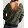 image:imageFloerns Womens Leopard Print Off The Shoulder Sweater Fall 2025 Trendy V Neck Loose Casual Long Sleeve Fuzzy SweaterArmy Green