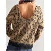image:imageFloerns Womens Leopard Print Off The Shoulder Sweater Fall 2025 Trendy V Neck Loose Casual Long Sleeve Fuzzy SweaterYellow