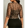 image:imageFloerns Womens Leopard Print Tie Front Mesh Blouses Half Sleeve Open Cropped Fall CardigansBrown