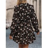 image:imageFloerns Womens Leopard Print Tie Neck Party Dress Layered Long Sleeve A Line DressesBlack