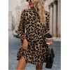 image:imageFloerns Womens Leopard Print Tie Neck Party Dress Layered Long Sleeve A Line DressesKhaki
