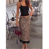 image:imageFloerns Womens Leopard Satin Midi Skirt Low Waist Lace Trim Bodycon SkirtMulticolor