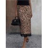 image:imageFloerns Womens Leopard Satin Midi Skirt Low Waist Lace Trim Bodycon SkirtMulticolor