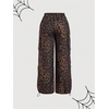 image:imageFloerns Womens Leopard Straight Leg Cargo Pants Cheetah TrousersBlack