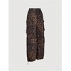 image:imageFloerns Womens Leopard Straight Leg Cargo Pants Cheetah TrousersBlack