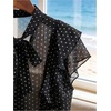 image:imageFloerns Womens Mesh Ruffle Sleeve Polka Dots Dressy Casual Blouse TopsBlack and White
