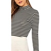 image:imageFloerns Womens Mock Turtleneck Long Sleeve Slim Fit Stretch Striped TShirts Tunic Tops Fall Fashion Trendy Outfits ClothesA Striped