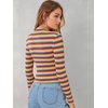 image:imageFloerns Womens Mock Turtleneck Long Sleeve Slim Fit Stretch Striped TShirts Tunic Tops Fall Fashion Trendy Outfits ClothesMulti
