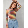 image:imageFloerns Womens Mock Turtleneck Long Sleeve Slim Fit Stretch Striped TShirts Tunic Tops Fall Fashion Trendy Outfits ClothesMulti