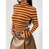 image:imageFloerns Womens Mock Turtleneck Long Sleeve Slim Fit Stretch Striped TShirts Tunic Tops Fall Fashion Trendy Outfits ClothesYellow Striped