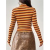 image:imageFloerns Womens Mock Turtleneck Long Sleeve Slim Fit Stretch Striped TShirts Tunic Tops Fall Fashion Trendy Outfits ClothesYellow Striped
