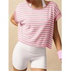 image:imageFloerns Womens Open Back Workout Top Striped Short Sleeve Gym Athletic Running TeesPink