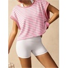 image:imageFloerns Womens Open Back Workout Top Striped Short Sleeve Gym Athletic Running TeesPink