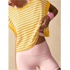 image:imageFloerns Womens Open Back Workout Top Striped Short Sleeve Gym Athletic Running TeesYellow