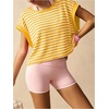image:imageFloerns Womens Open Back Workout Top Striped Short Sleeve Gym Athletic Running TeesYellow