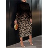 image:imageFloerns Womens Plus Size Floral Leopard Print Midi Cocktail DressBlack Multi