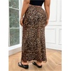 image:imageFloerns Womens Plus Size Leopard Print Mesh High Waisted Maxi SkirtsBrown