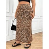 image:imageFloerns Womens Plus Size Leopard Print Mesh High Waisted Maxi SkirtsBrown Leopard