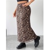 image:imageFloerns Womens Plus Size Leopard Print Mesh High Waisted Maxi SkirtsKhaki