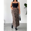 image:imageFloerns Womens Plus Size Leopard Print Mesh High Waisted Maxi SkirtsKhaki