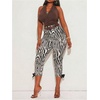 image:imageFloerns Womens Plus Size Leopard Stretchy Capri Pants Y2k High Waisted Bow Side Skinny Capri LeggingsBlack and White