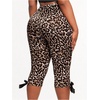 image:imageFloerns Womens Plus Size Leopard Stretchy Capri Pants Y2k High Waisted Bow Side Skinny Capri LeggingsBrown Multi