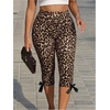 image:imageFloerns Womens Plus Size Leopard Stretchy Capri Pants Y2k High Waisted Bow Side Skinny Capri LeggingsBrown Multi