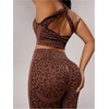image:imageFloerns Womens Plus Size Leopard Workout 2 Piece Outfits Cropped Tank Tops and High Waisted Leggings Sport SetsBrown