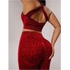 image:imageFloerns Womens Plus Size Leopard Workout 2 Piece Outfits Cropped Tank Tops and High Waisted Leggings Sport SetsRed