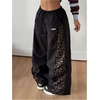image:imageFloerns Womens Plus Size Leopard Y2k Wide Leg Track Pants Baggy SweatpantsBlack