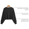 image:imageFloerns Womens Plus Size Long Sleeve Striped Oversize Pullovers Crop Top TeeBlack
