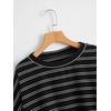 image:imageFloerns Womens Plus Size Long Sleeve Striped Oversize Pullovers Crop Top TeeBlack