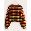 image:imageFloerns Womens Plus Size Long Sleeve Striped Oversize Pullovers Crop Top TeeMulti