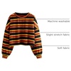 image:imageFloerns Womens Plus Size Long Sleeve Striped Oversize Pullovers Crop Top TeeMulti