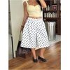 image:imageFloerns Womens Plus Size Polka Dots Bermuda Shorts Wide Leg Baggy ShortsBlack and White