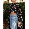image:imageFloerns Womens Plus Size Polka Dots Cape Blouses Sheer Asymmetrical TopsBlack