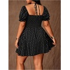 image:imageFloerns Womens Plus Size Polka Dots Deep V Neck Going Out Mini DressBlack