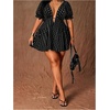 image:imageFloerns Womens Plus Size Polka Dots Deep V Neck Going Out Mini DressBlack