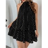 image:imageFloerns Womens Plus Size Polka Dots Halter Drop Waist Elegant Mini DressBlack