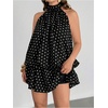 image:imageFloerns Womens Plus Size Polka Dots Halter Drop Waist Elegant Mini DressBlack