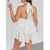 image:imageFloerns Womens Plus Size Polka Dots Halter Drop Waist Elegant Mini DressBlack and White