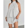 image:imageFloerns Womens Plus Size Polka Dots Halter Drop Waist Elegant Mini DressBlack and White