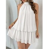 image:imageFloerns Womens Plus Size Polka Dots Halter Drop Waist Elegant Mini DressWhite