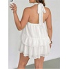 image:imageFloerns Womens Plus Size Polka Dots Halter Drop Waist Elegant Mini DressWhite