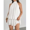 image:imageFloerns Womens Plus Size Polka Dots Halter Drop Waist Elegant Mini DressWhite