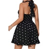 image:imageFloerns Womens Plus Size Polka Dots Halter Mini Dress Backless Ruffle A Line Going Out DressesBlack